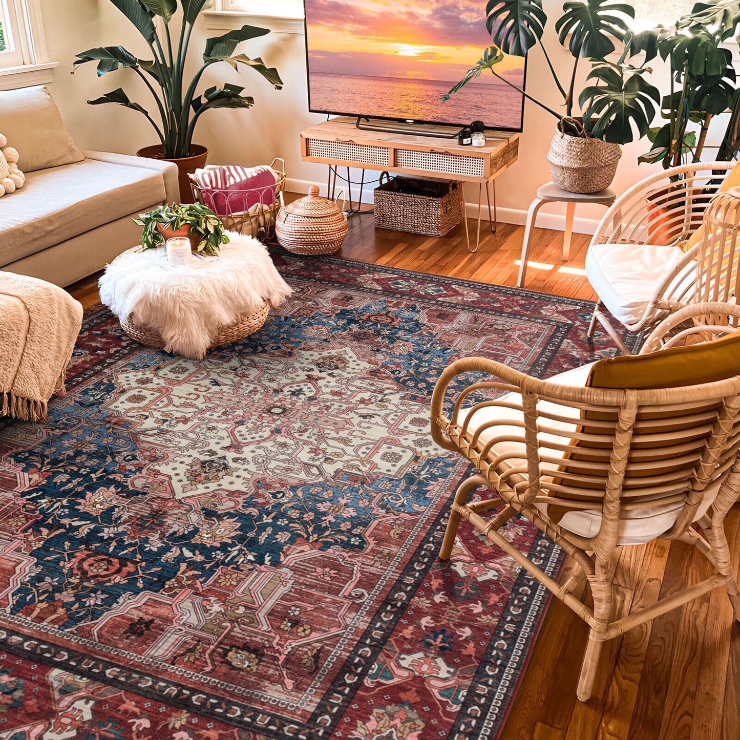 Retro Persian Rug Timeless Red Rug